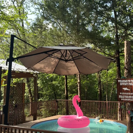 A serene spa setting with comfortable chairs and soothing lighting perfect for unwinding at Oak Meadow Ranch in Valley View, TX.